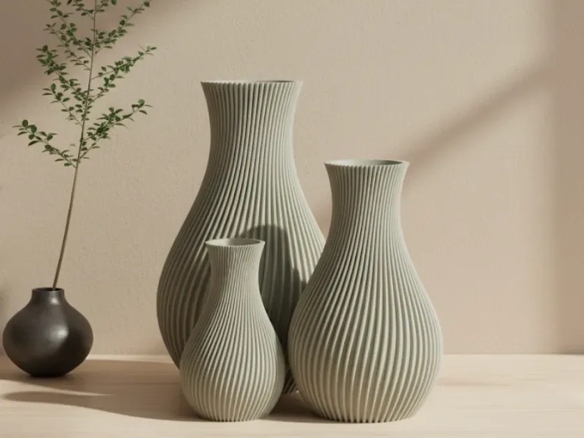 Trio de vases Japandi imprimés en 3D
